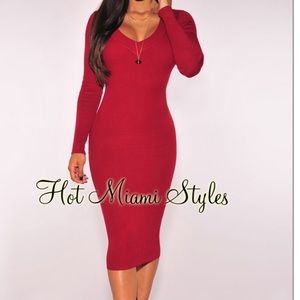 Wine midi dress